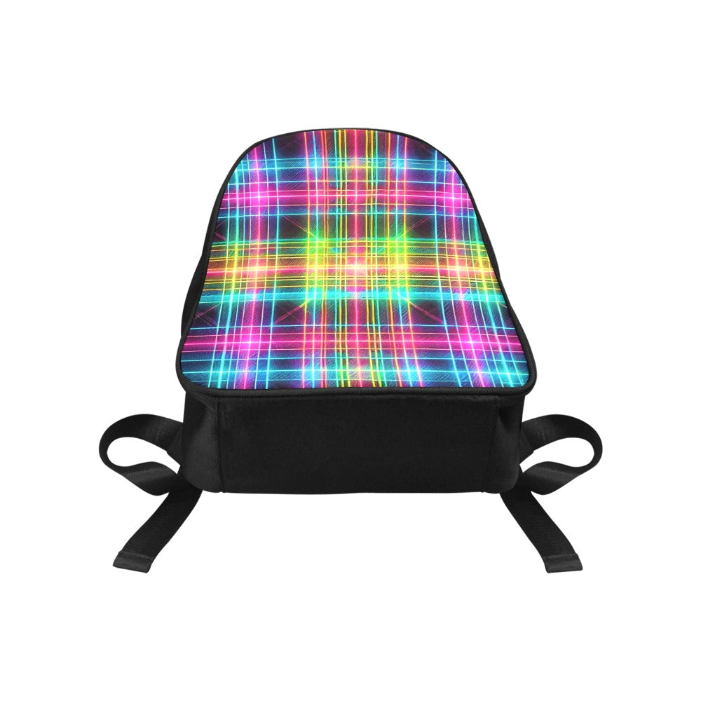 Neon Rainbow Plaid Canvas Backpack